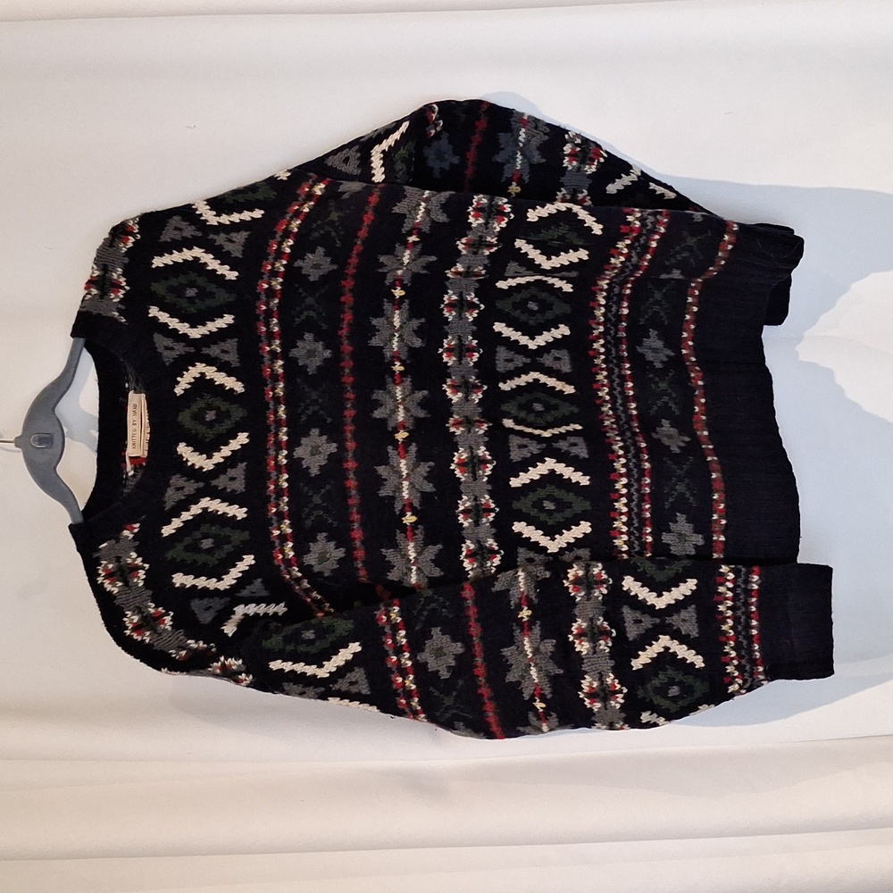 Heather & Tweed 100% Shetland wool Fair Isle Fisherman sweater size M